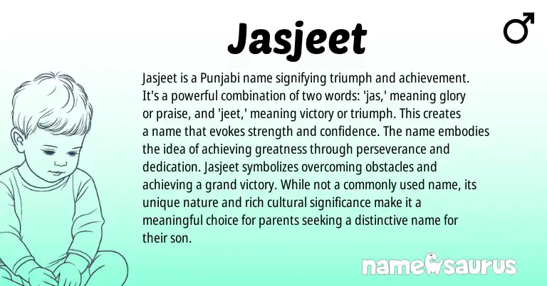 Infographic about Jasjeet name meaning, Jasjeet is a name from Indian, Punjabi origin(s).