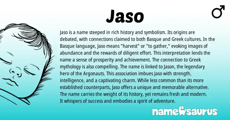 Infographic about Jaso name meaning, Jaso is a name from Basque origin(s).