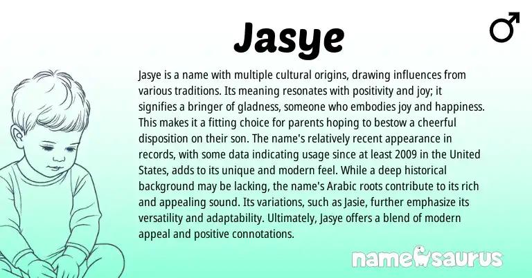 Infographic about Jasye name meaning, Jasye is a name from Arabic origin(s).