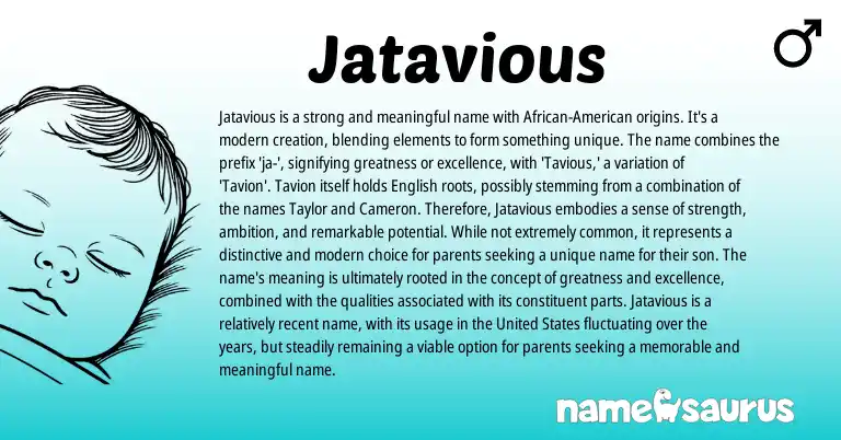 Infographic about Jatavious name meaning, Jatavious is a name from English origin(s).