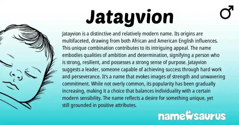 Infographic about Jatayvion name meaning, Jatayvion is a name from African origin(s).