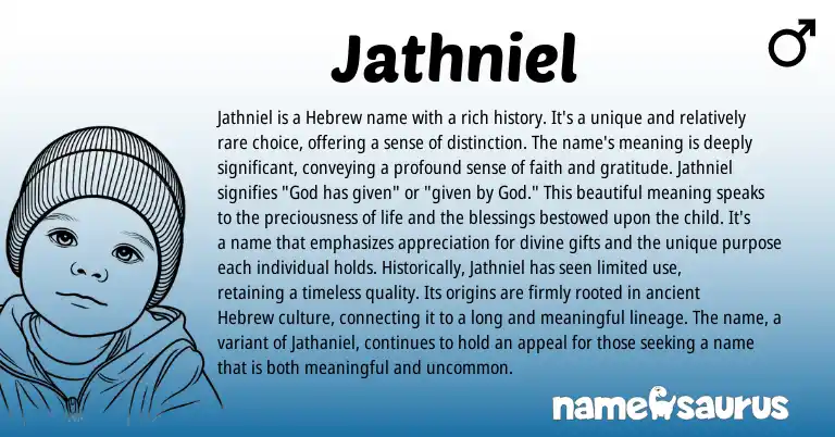 Infographic about Jathniel name meaning, Jathniel is a name from Hebrew origin(s).