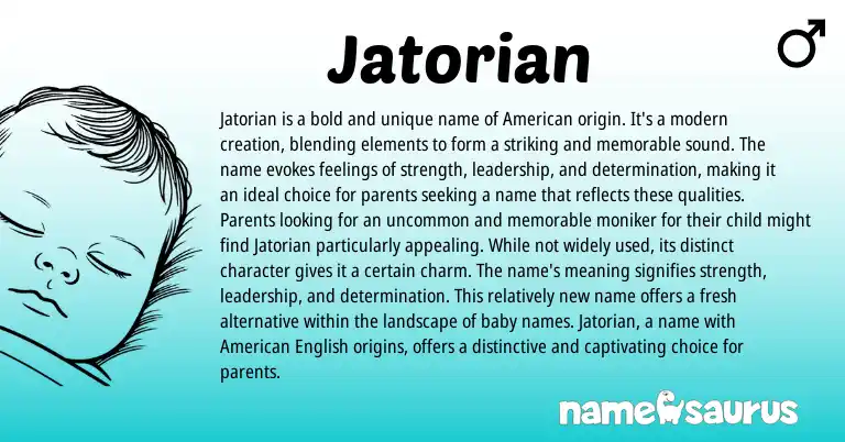 Infographic about Jatorian name meaning, Jatorian is a name from American origin(s).