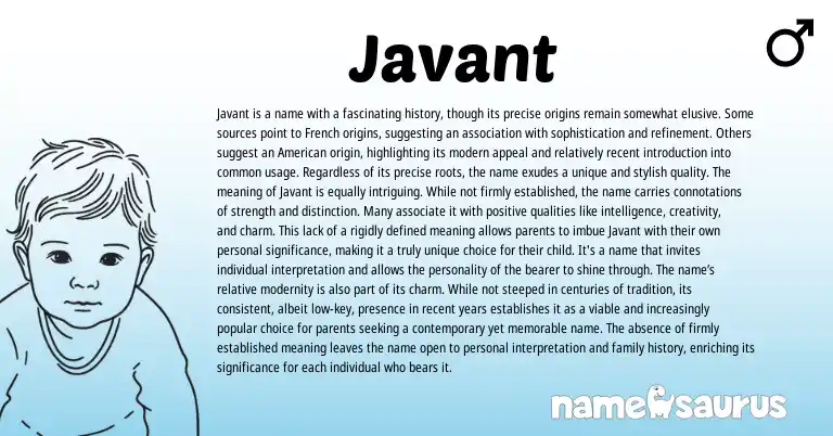 Infographic about Javant name meaning, Javant is a name from French origin(s).