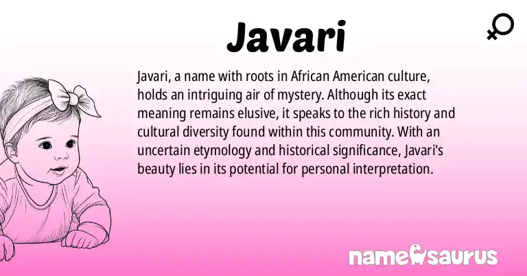 Infographic about Javari name meaning, Javari is a name from African American origin(s).