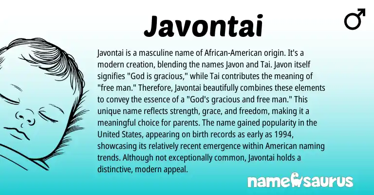 Infographic about Javontai name meaning, Javontai is a name from Thai, American origin(s).