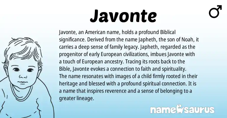 Infographic about Javonte name meaning, Javonte is a name from American, European origin(s).