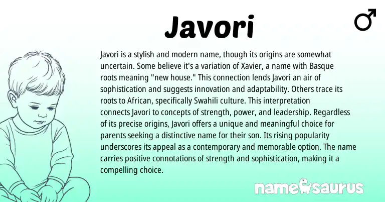 Infographic about Javori name meaning, Javori is a name from Basque, American origin(s).