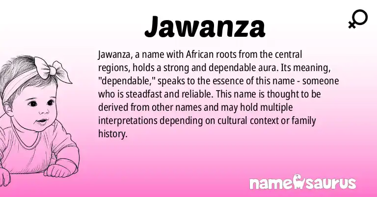 Infographic about Jawanza name meaning, Jawanza is a name from African - Central region origin(s).