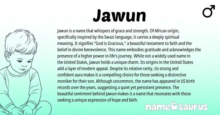 Infographic about Jawun name meaning, Jawun is a name from African, Swazi origin(s).
