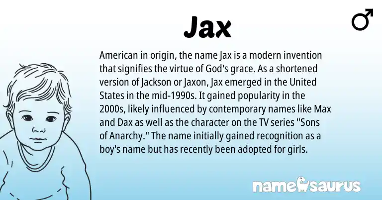Infographic about Jax name meaning, Jax is a name from American, United States origin(s).