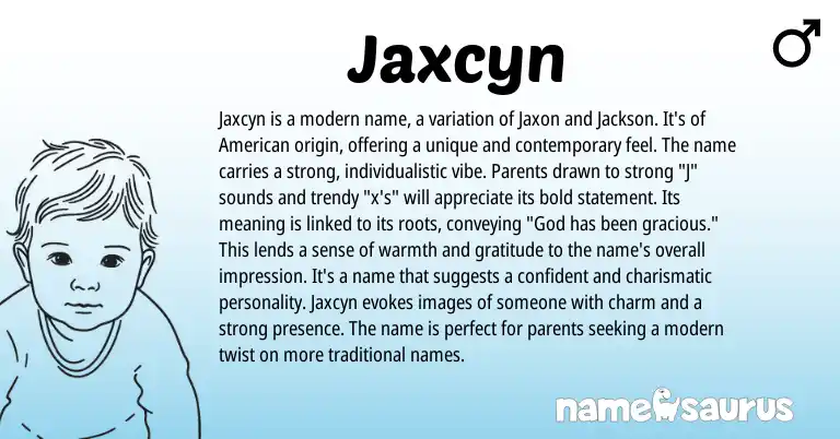 Infographic about Jaxcyn name meaning, Jaxcyn is a name from Other origin(s).