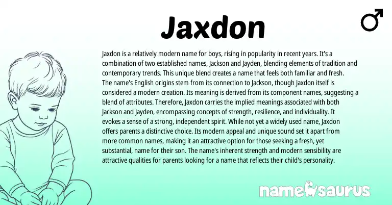 Infographic about Jaxdon name meaning, Jaxdon is a name from Other origin(s).
