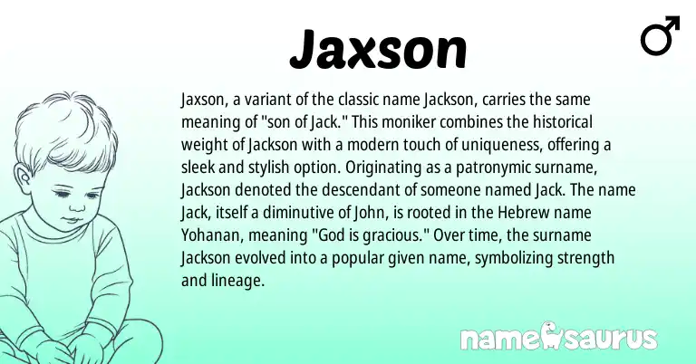 Infographic about Jaxson name meaning, Jaxson is a name from Hebrew origin(s).