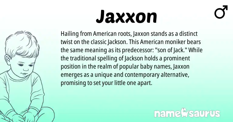 Infographic about Jaxxon name meaning, Jaxxon is a name from American origin(s).