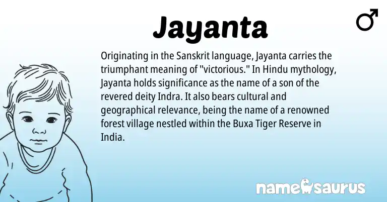 Infographic about Jayanta name meaning, Jayanta is a name from Sanskrit, Hindu origin(s).