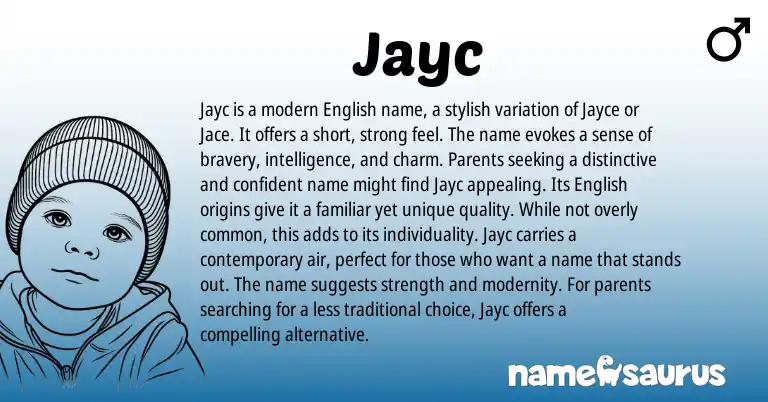 Infographic about Jayc name meaning, Jayc is a name from English origin(s).