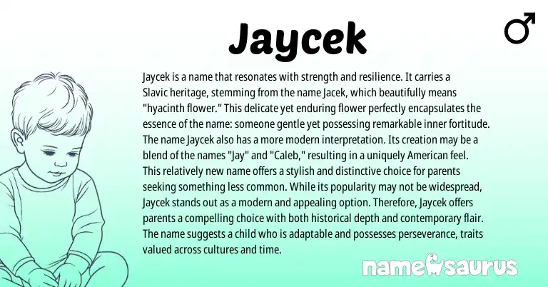 Infographic about Jaycek name meaning, Jaycek is a name from Slavic origin(s).