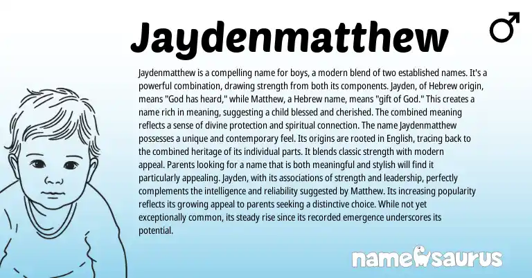 Infographic about Jaydenmatthew name meaning, Jaydenmatthew is a name from Other origin(s).