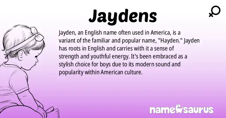 Infographic about Jaydens name meaning, Jaydens is a name from English (American) origin(s).