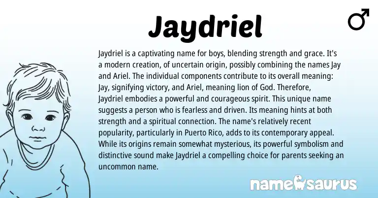 Infographic about Jaydriel name meaning, Jaydriel is a name from English origin(s).