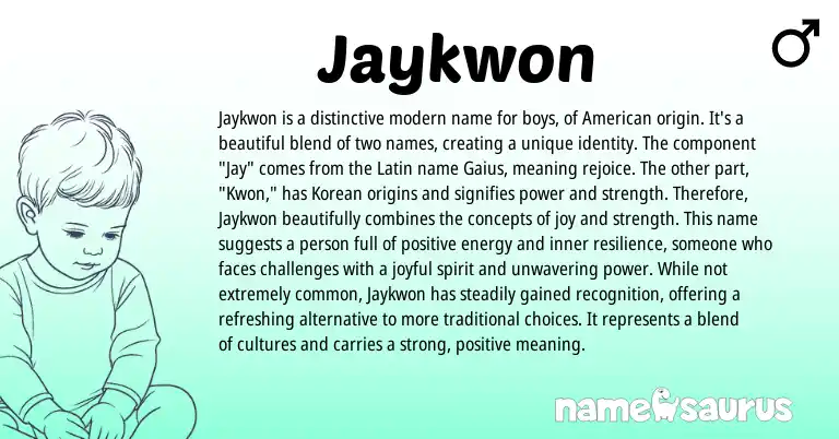 Infographic about Jaykwon name meaning, Jaykwon is a name from Korean, Latin, English, American origin(s).