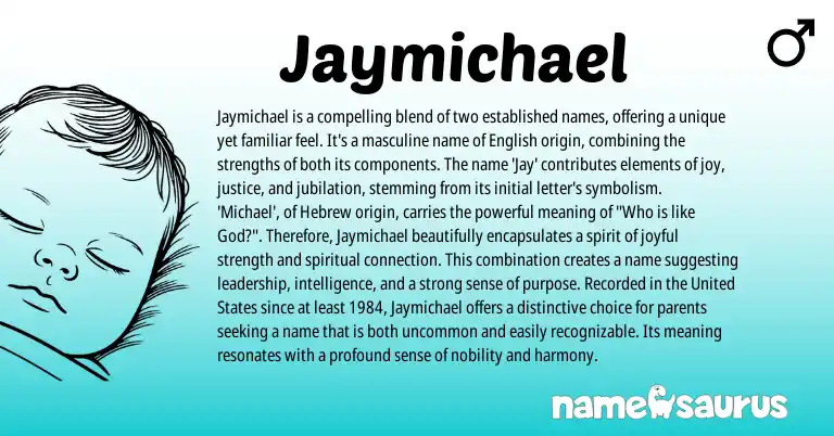 Infographic about Jaymichael name meaning, Jaymichael is a name from Hebrew, English origin(s).
