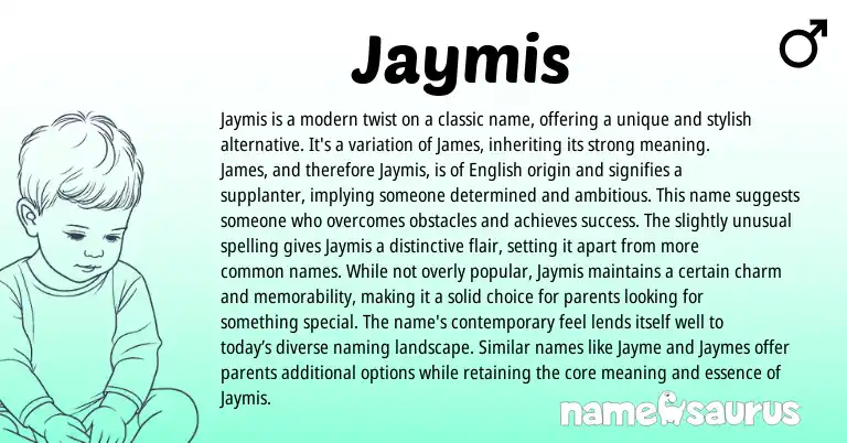Infographic about Jaymis name meaning, Jaymis is a name from Other origin(s).