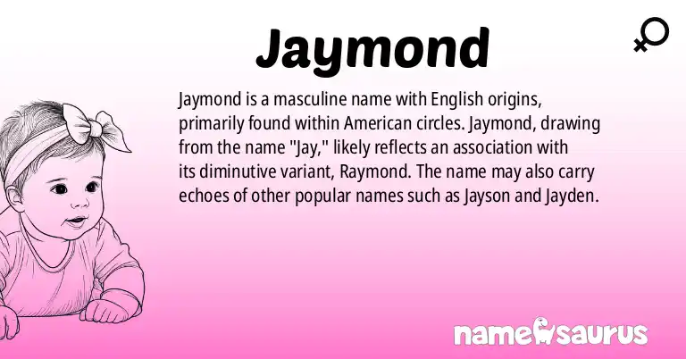 Infographic about Jaymond name meaning, Jaymond is a name from English (American) origin(s).