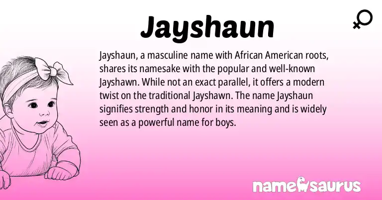Infographic about Jayshaun name meaning, Jayshaun is a name from African American origin(s).