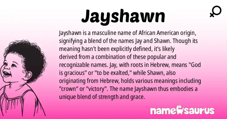 Infographic about Jayshawn name meaning, Jayshawn is a name from African American origin(s).