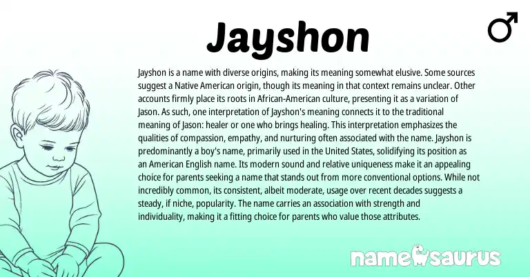 Infographic about Jayshon name meaning, Jayshon is a name from Indian, Other origin(s).