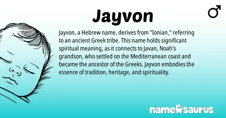 Infographic about Jayvon name meaning, Jayvon is a name from Hebrew, Greek origin(s).
