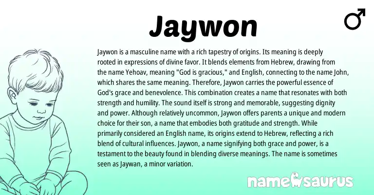 Infographic about Jaywon name meaning, Jaywon is a name from Hebrew, English origin(s).