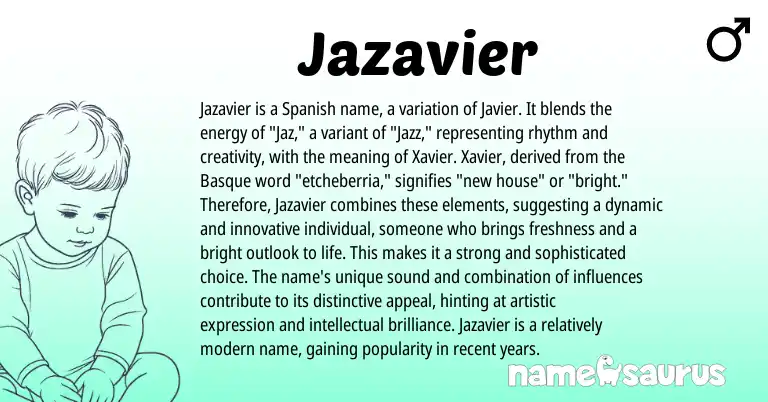 Infographic about Jazavier name meaning, Jazavier is a name from Basque origin(s).