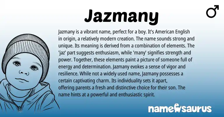 Infographic about Jazmany name meaning, Jazmany is a name from Other origin(s).
