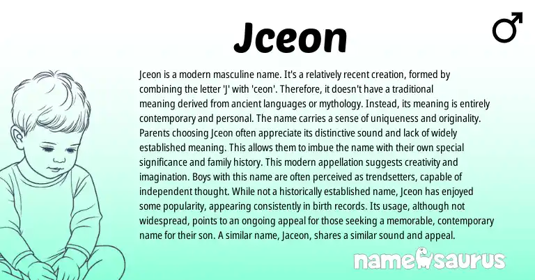 Infographic about Jceon name meaning, Jceon is a name from Other origin(s).