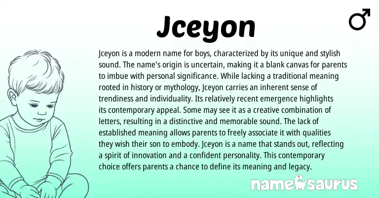 Infographic about Jceyon name meaning, Jceyon is a name from American origin(s).