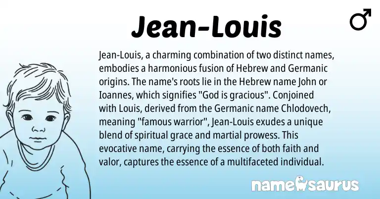Infographic about Jean-Louis name meaning, Jean-Louis is a name from Germanic, Hebrew origin(s).