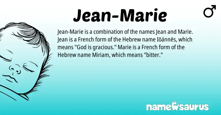Infographic about Jean-Marie name meaning, Jean-Marie is a name from French, Hebrew origin(s).