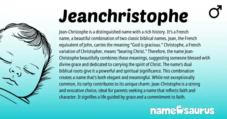 Infographic about Jeanchristophe name meaning, Jeanchristophe is a name from French, Biblical origin(s).