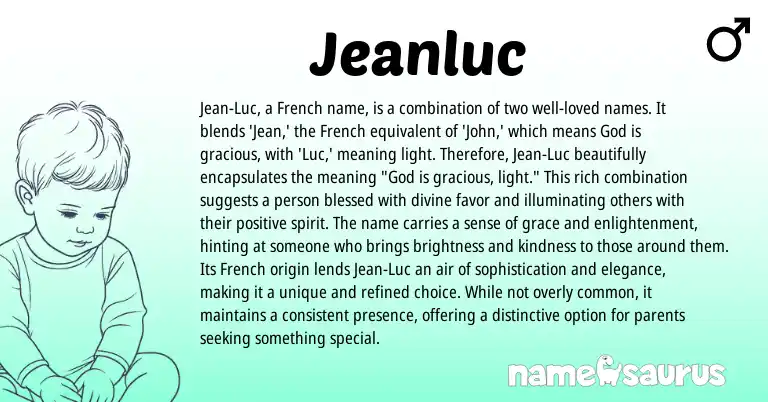 Infographic about Jeanluc name meaning, Jeanluc is a name from French origin(s).