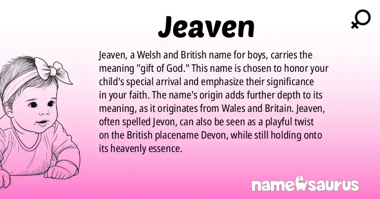 Infographic about Jeaven name meaning, Jeaven is a name from Welsh, British origin(s).