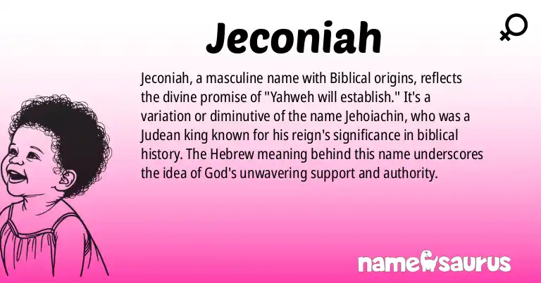 Infographic about Jeconiah name meaning, Jeconiah is a name from Biblical origin(s).