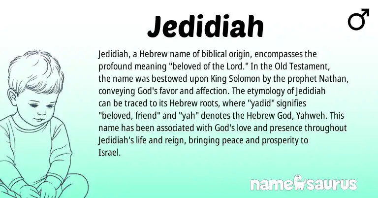 Infographic about Jedidiah name meaning, Jedidiah is a name from Hebrew origin(s).