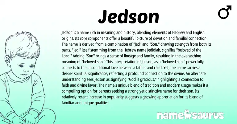 Infographic about Jedson name meaning, Jedson is a name from English, Hebrew origin(s).