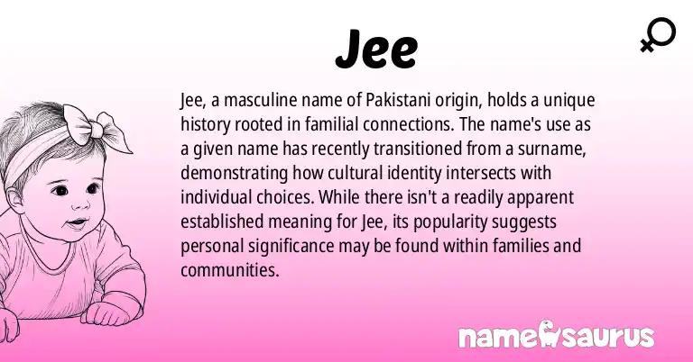 Infographic about Jee name meaning, Jee is a name from Pakistani origin(s).