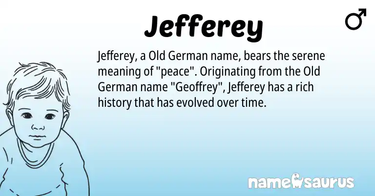 Infographic about Jefferey name meaning, Jefferey is a name from Old German origin(s).