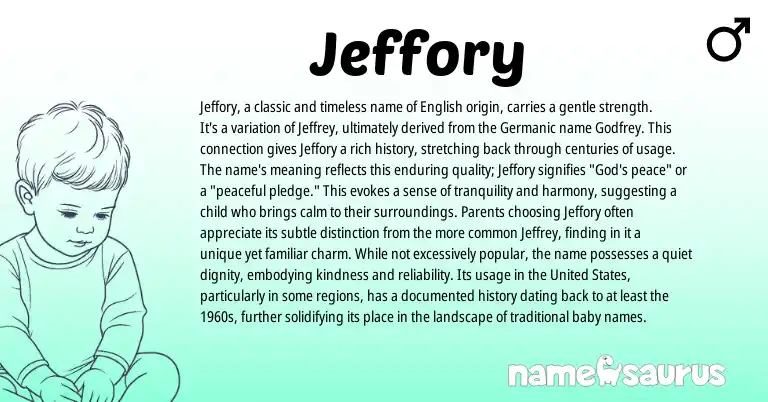 Infographic about Jeffory name meaning, Jeffory is a name from Germanic, English origin(s).
