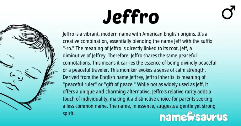 Infographic about Jeffro name meaning, Jeffro is a name from American origin(s).